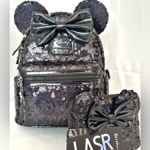 X LASR Loungefly Mini Backpack Disney Celestial Dreams Black Holographic Sequins
